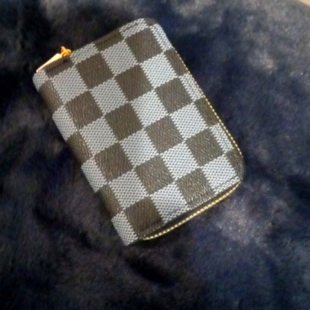 Checkered wallet card holder unisex